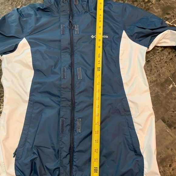 COLUMBIA Jacket Womens small Omni tech Hooded mesh lining Aqua Blue - Picture 15 of 15